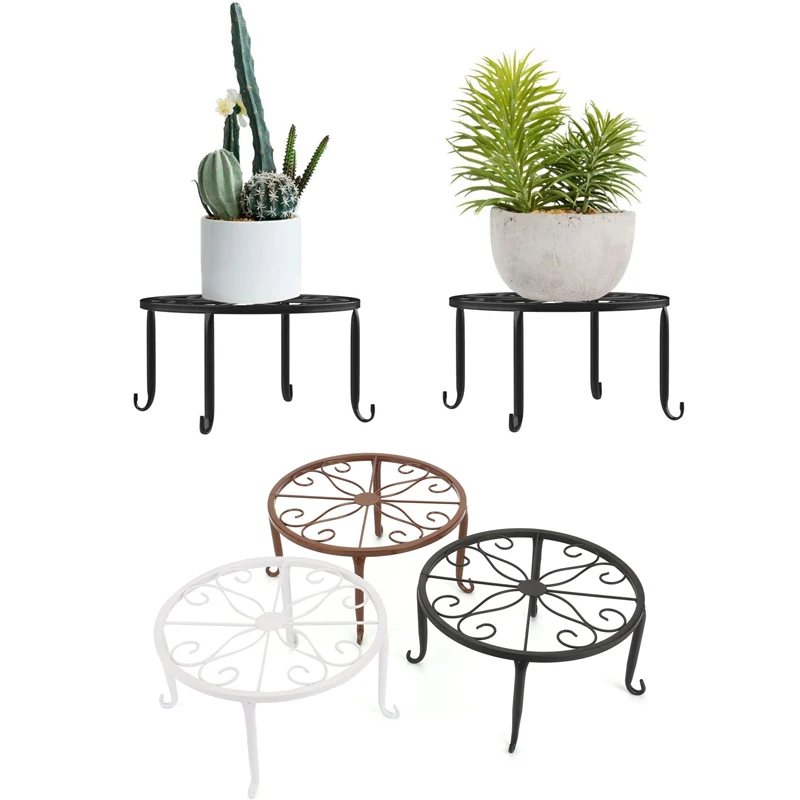 Metal Flower Pot Stand, 9.05 Inch Heavy Duty Rust-Proof Iron Round Flower Pot Stand, Indoor Outdoor Plant Stand for Patio Garden