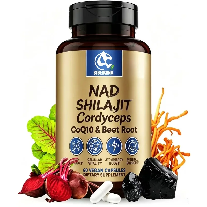 NAD 500mg y Shilajit del Himalaya 50% ácido húmico, coenzima Q10, hongo Cordyceps sinensis, extracto de remolacha -60 cápsulas