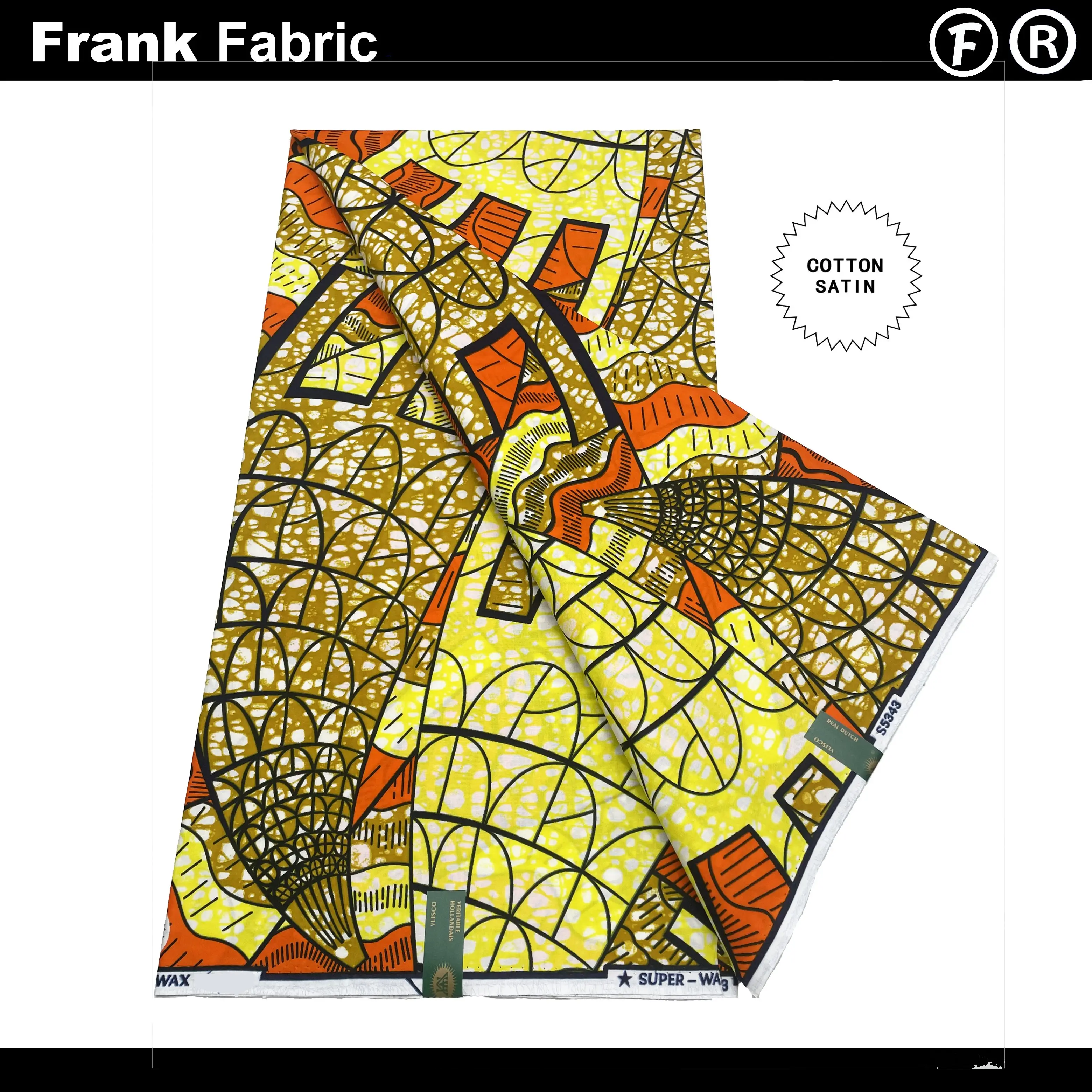 

100%Certified Super Dutch Ankara Dye Fabrics Genuine 6 Yards African Wax Print Cotton Fabric For Sewing With QR Code VLS2508.015