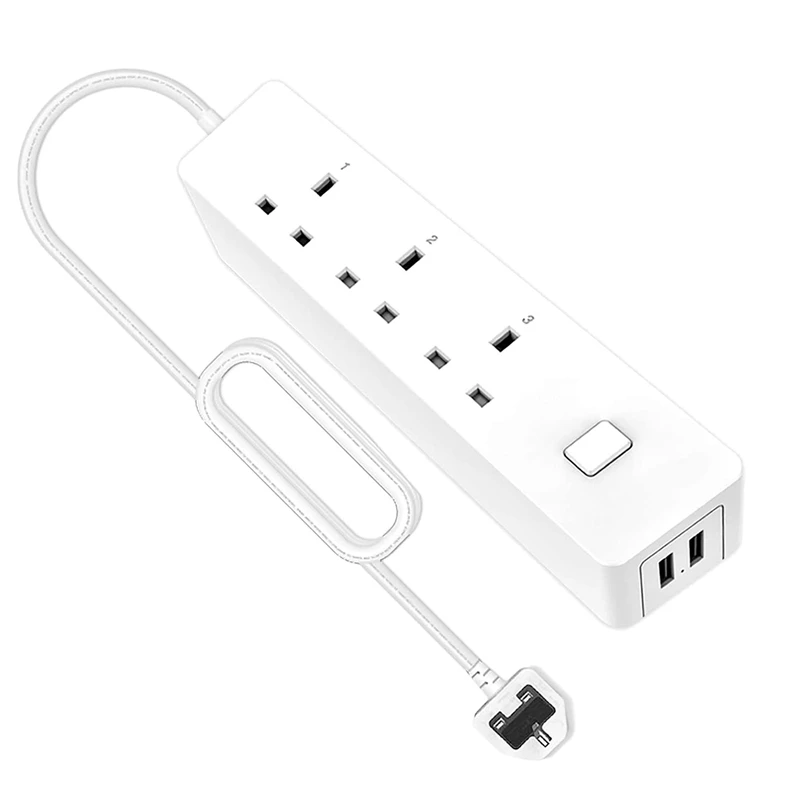 Wifi Home Power Strip,APP Control Power Strip Compatible For Alexa And Google Home 2USB Port Extension Socket UK Plug