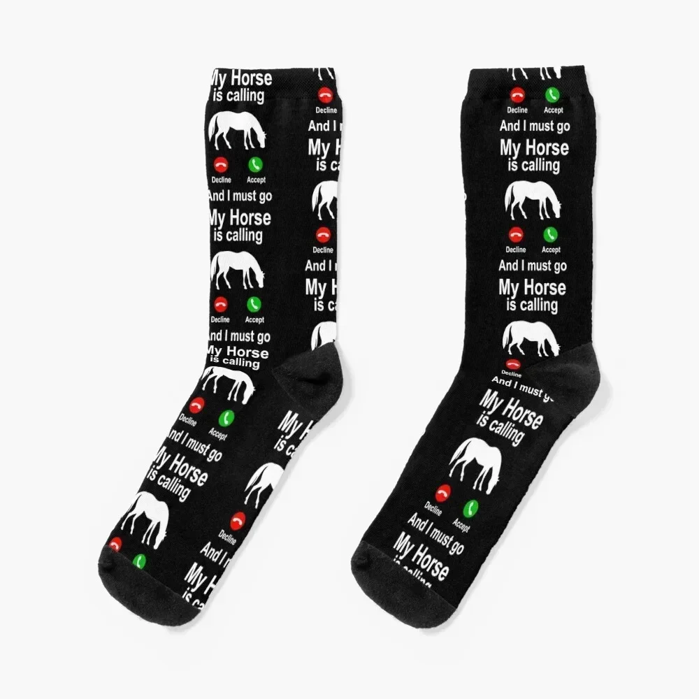 

My Horse is calling horses riding animals gift Socks with print hiking Women Socks Men's