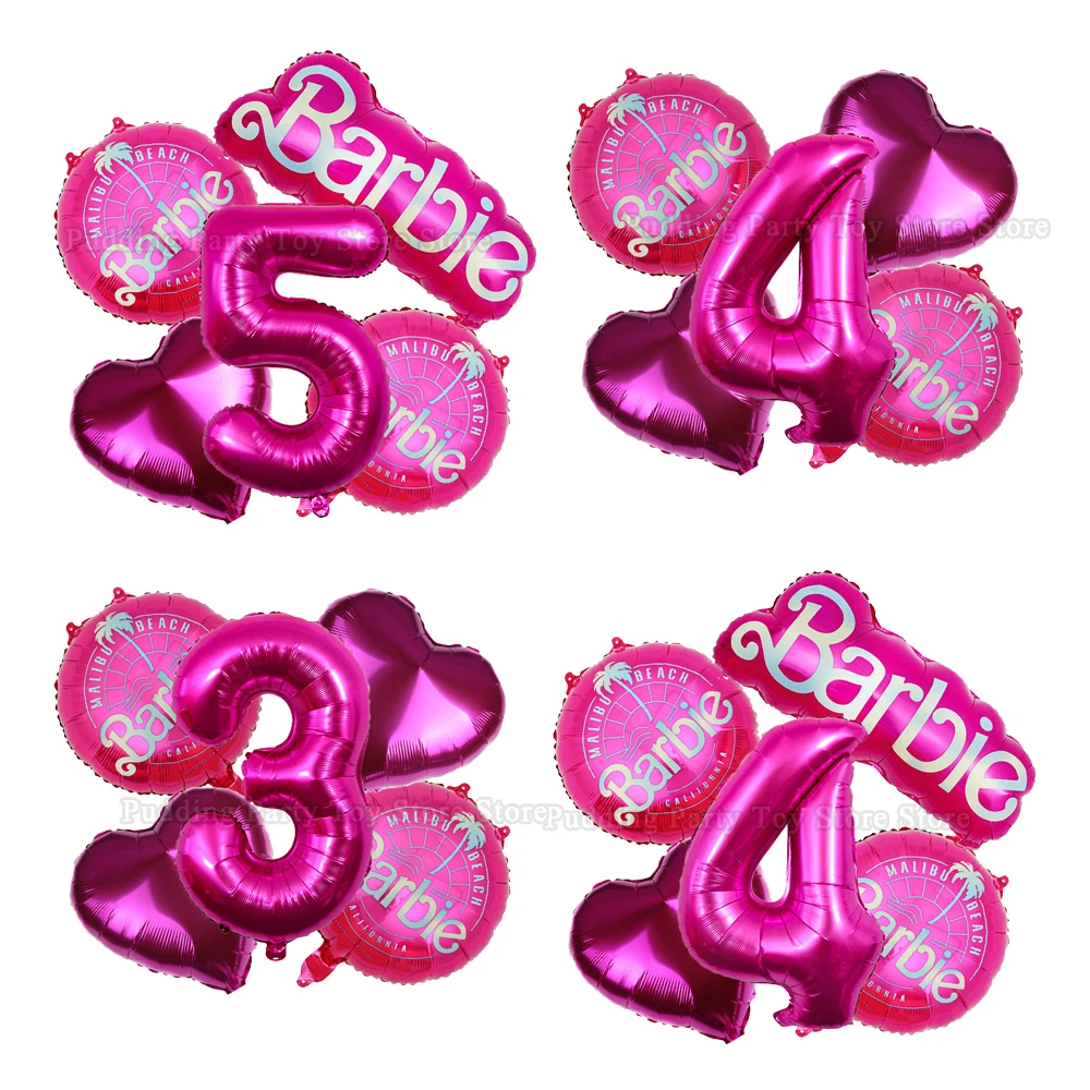 

1-9th Year Foil Ballon Barbieed Doll Cartoon Party Supplies 32in Number Air Globos Party Accessories Princess Wedding Decoration