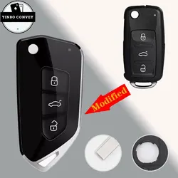 YINBO - 3Buttons Modified Remote Key Shell Case Fob ForVW Volkswagen Jetta Golf Mk6 Tiguan Polo Passat 202AD/202AJ Skoda Octavia