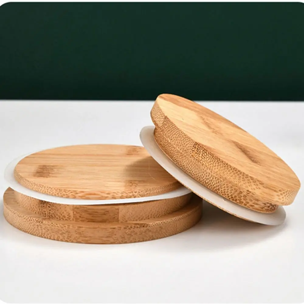 Art Of Carpentry Wood Grain Clear Reusable Sealing Ring Wooden Storage Tank Bamboo Cover Cup Lid Tea Set Accessories