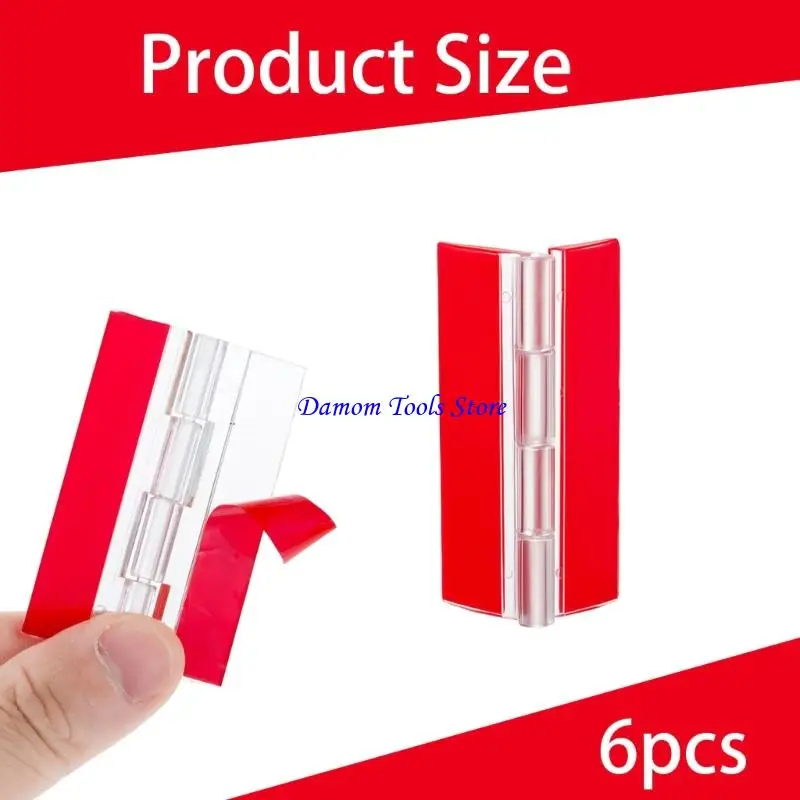 57BE Piano Hinges Rotatable 275 Degrees Clear Acrylic Auto Adhesive Simple Installation for Jewelry Boxes & Decors