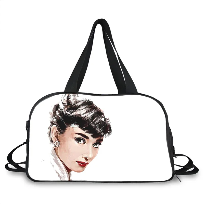 Audrey Hepburn 3D printing fashion trend portable large capacity multi-function messenger bag travel bag