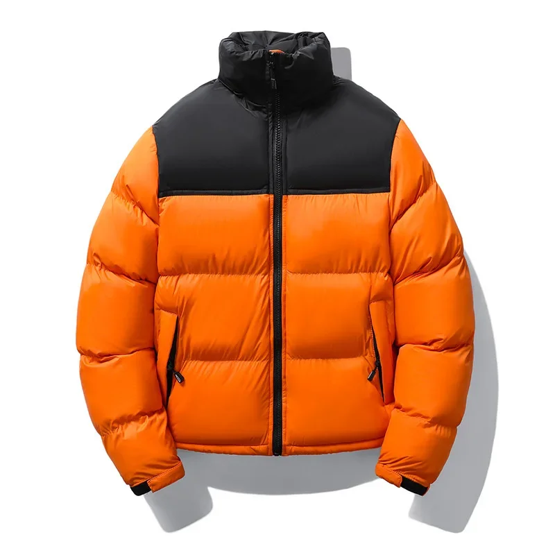 Veste courte en coton surdimensionnée pour couple, coupe-vent chaud, streetwear orange pour garçons, automne et hiver, 3XL, 4XL