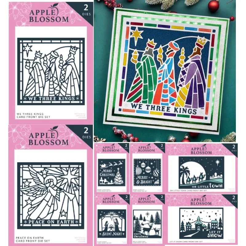 قطع المعادن يموت بطاقات المعايدة ، مشرق ، عيد ميلاد سعيد ، المدينة ، الثلج ، السلام ، على الأرض ، بطاقة ثلاثة ملوك ، شجرة ، القمر ، تزيين ، جديد