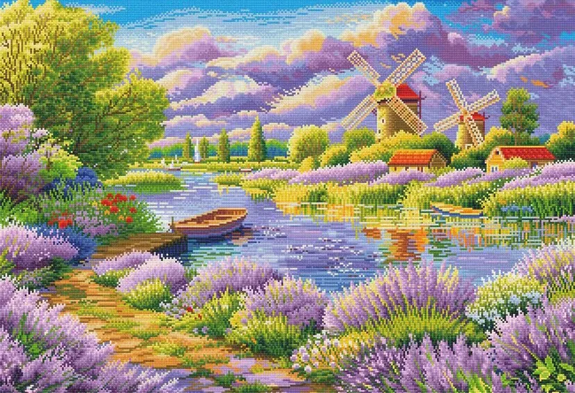 

9ct 100x75cm Набор с принтом лаванды, вышивка крестиком, набор для рукоделия «сделай сам», ремесла с иглой, нитками