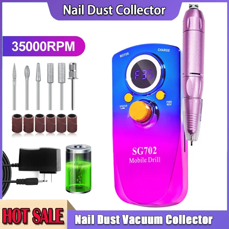 

Rechargeable Electric Nail Drill Machine Connect Nail With USB Polish Remover Drill Set Manicure Sander Low Noise File Manicure