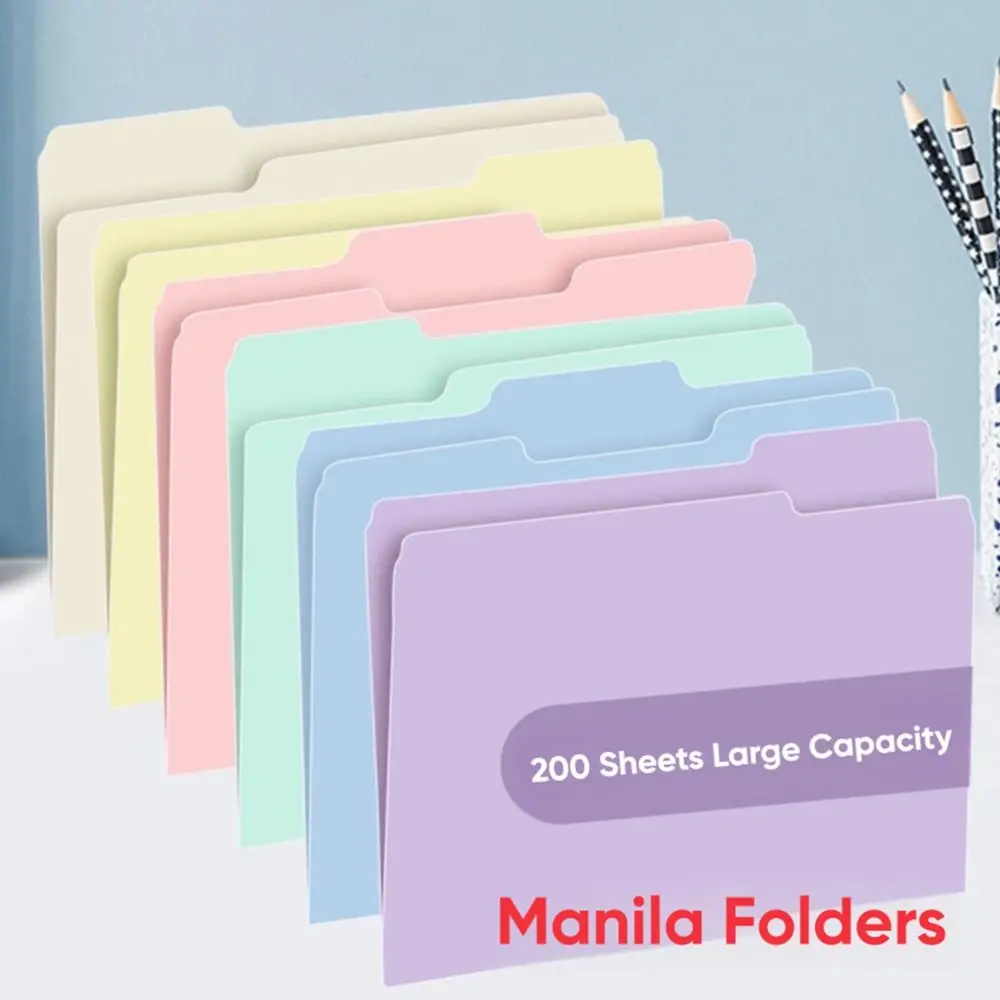 6 قطعة/المجموعة PP A4 مجلد ملفات ملون مع الفئة ملصقات الفهرس مجلدات تخزين المستندات مجلد مانيلا متعدد الوظائف