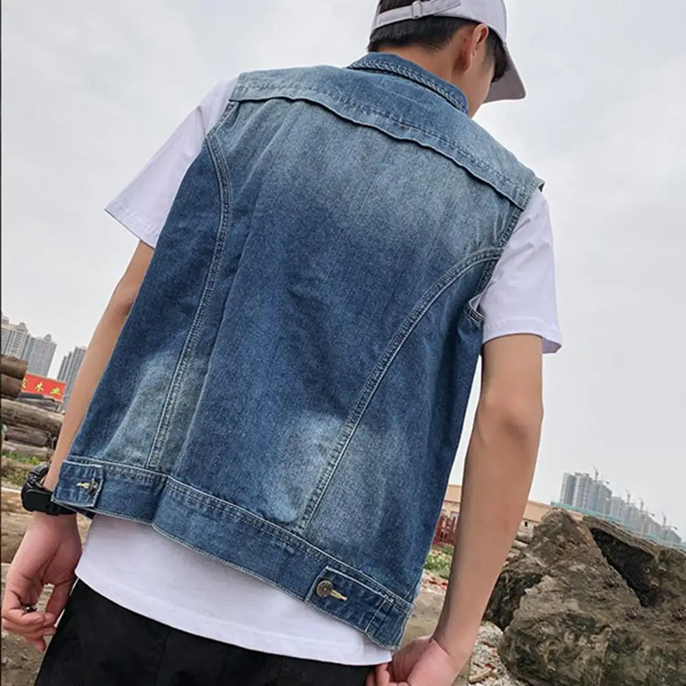 

Denim Vest Coat Men Wear New Spring Autumn 2025 Korean Cowboy Sleeveless Jacket Retro Loose Waistcoat Tops Female Waistcoat