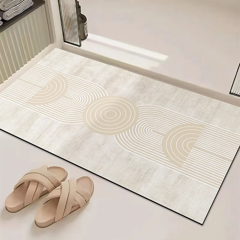 Minimally modern bathroom floor mat, absorbent anti slip bathroom door diatomaceous earth quick drying shower floor mat
