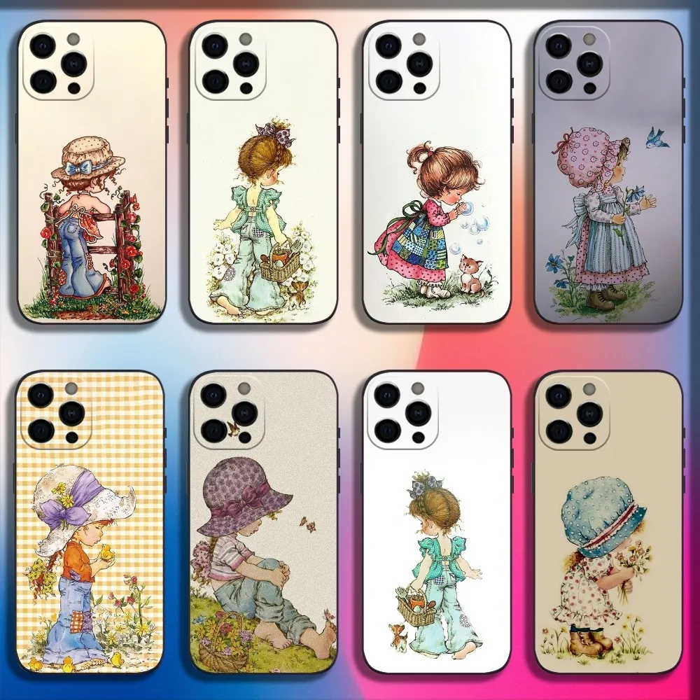 

S-Sarah Kay Pattern Phone Case For iPhone 16,15,14,13,12,11,Pro,X,XS,Max,XR,Plus,Mini Soft Black Cover