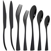 Black Western Dinnerware Set 4/5/6/7Pcs Luxury Knife Fork Spoon Set Silverware 304 Stainless Steel Cutler Kitchen Tableware Set