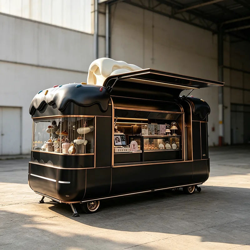 Mobile Food Trailer Display Cabinet Sweet Snack Vending Concession Catering Trailer