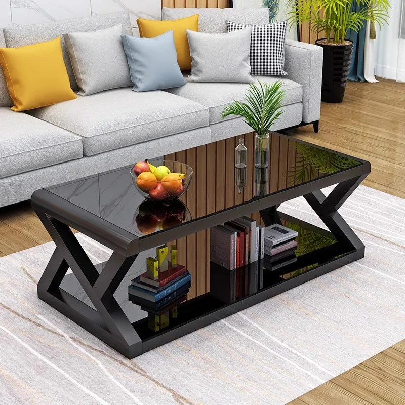 Modern tea table, small unit office, tempered glass living room, TV cabinet, minimalist European style tea table