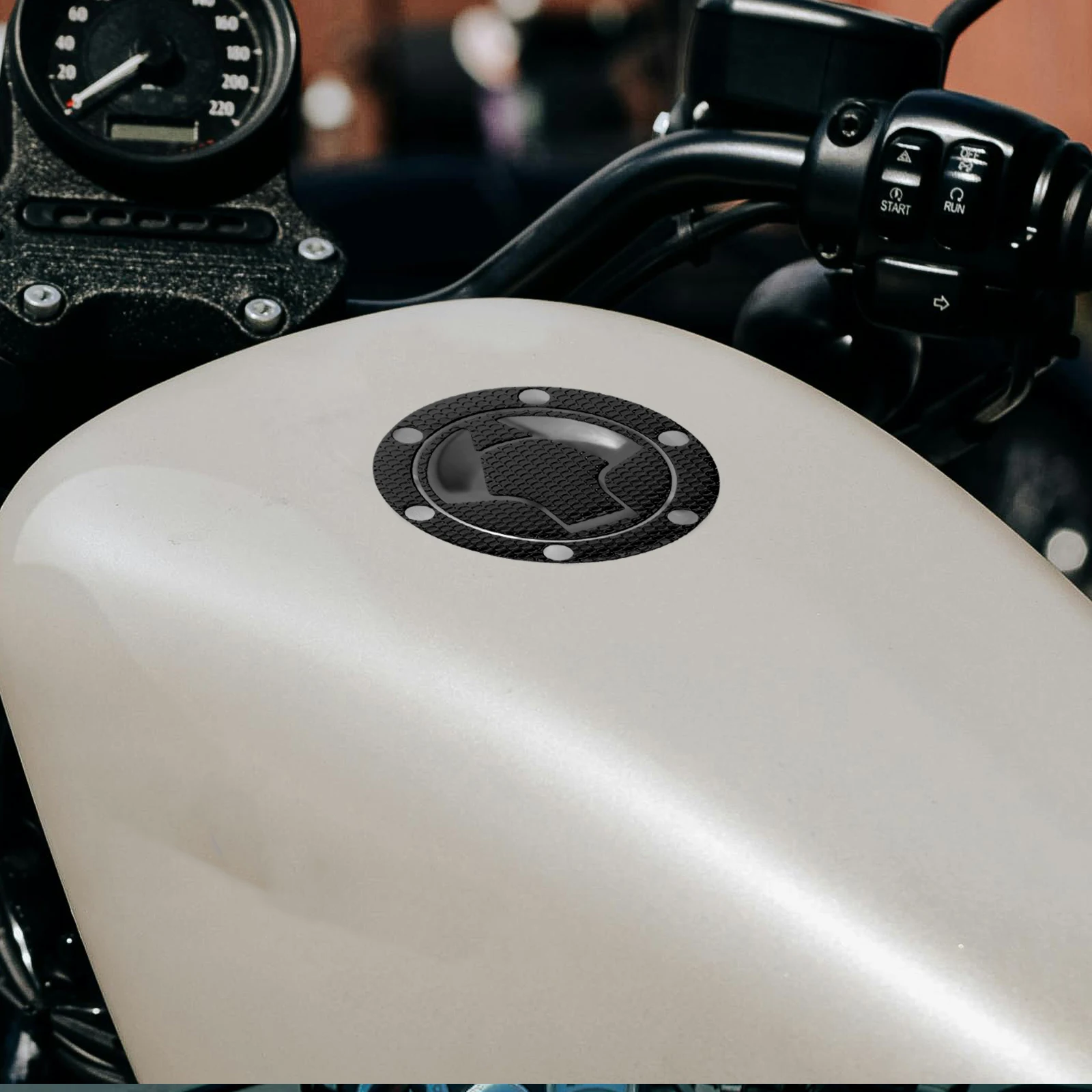 

Motorcycle Fuel Tank Cover Stickers 6 Holes 3D Durable Easy Installation Universal Gas Decals Protector Accessories Tank Pad
