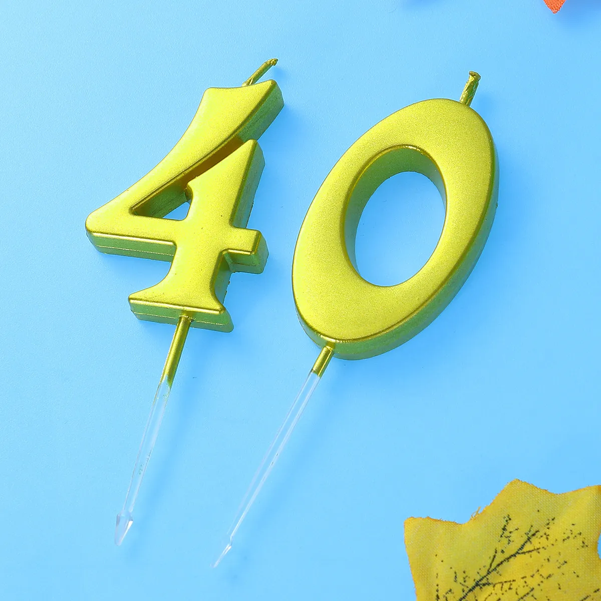 2 Pcs 's Birthday Candles Number Supports Toppers for 40 1 Year