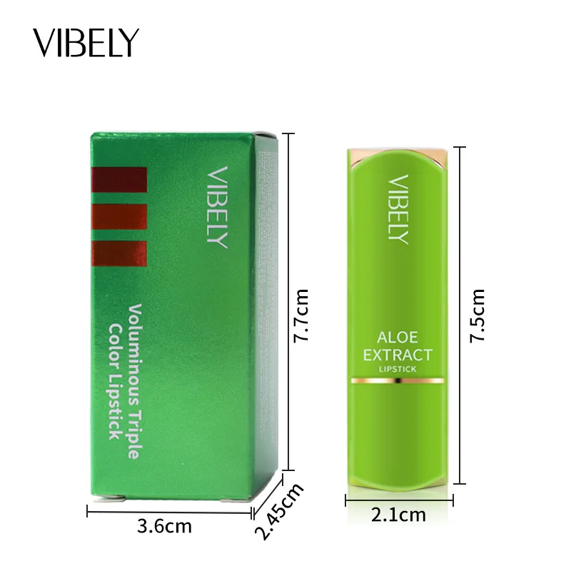 Vibely ลิปสติกเปลี่ยนสีวอลลุ่มสามสีให้ความชุ่มชื้นลิปสติกเปลี่ยนสีไม่ลื่นไม่เหนียวเหนอะหนะ