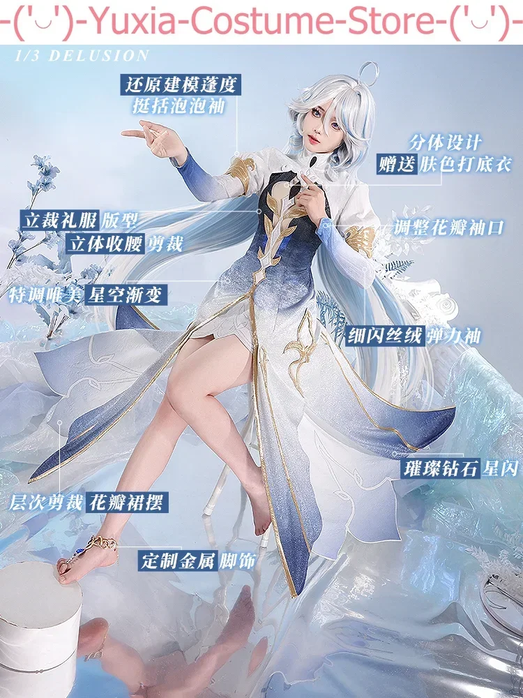 Three Point Delusion Genshin Impact Furina The God Of Water Cosplay Costume Cos Game Anime Party Uniform Hallowen Play Role