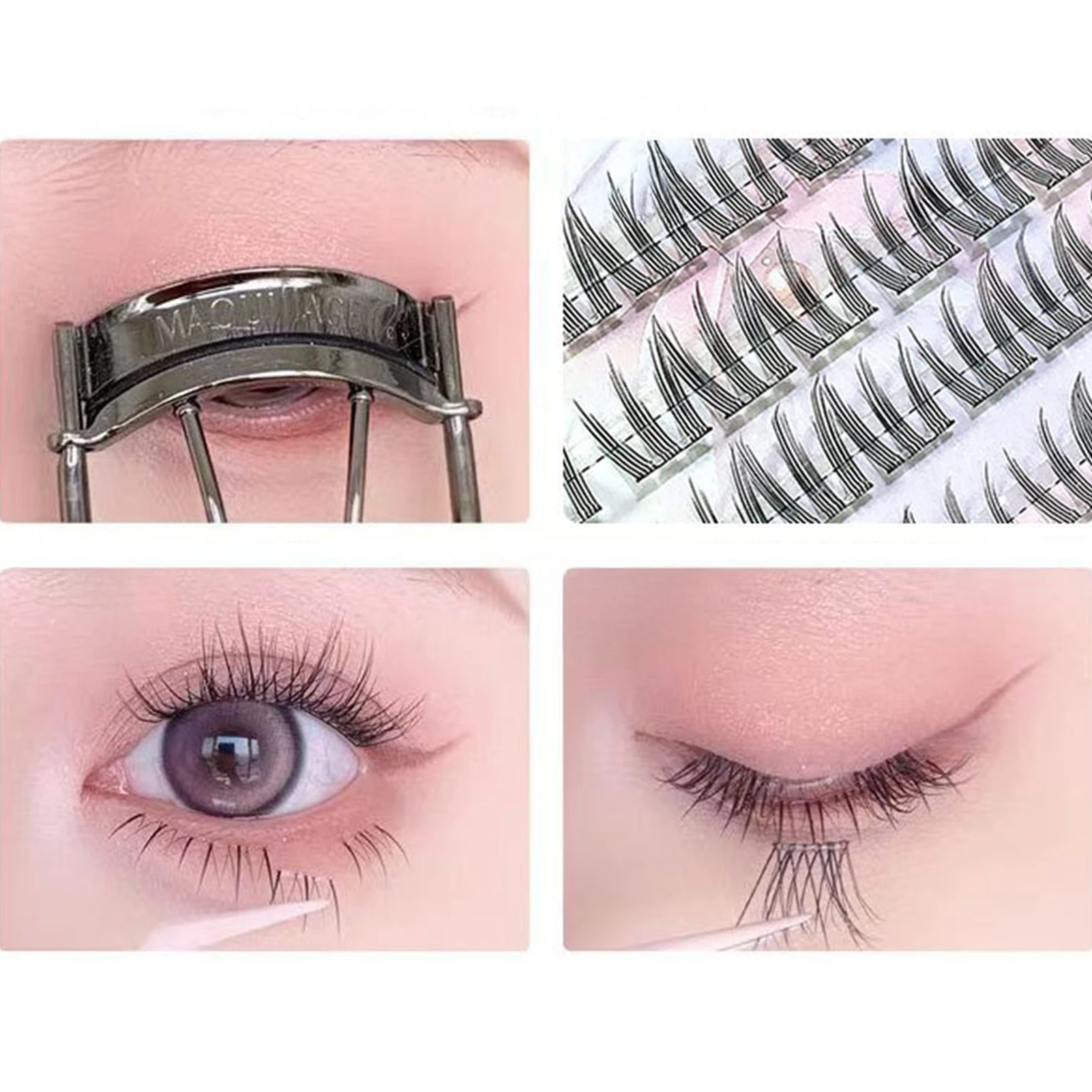 Noglue False Eyelashes extenstions individual cluster 9-13mm Mixed Length lashes glue free C Curl Volume clusters daily eyelash