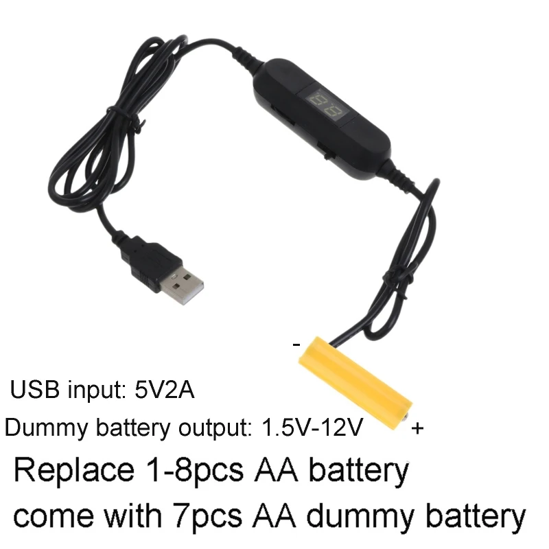 시계 계산기 키보드 장난감용 1.2M USB 5V ~ 1.5V-12V AA/LR6 더미 배터리