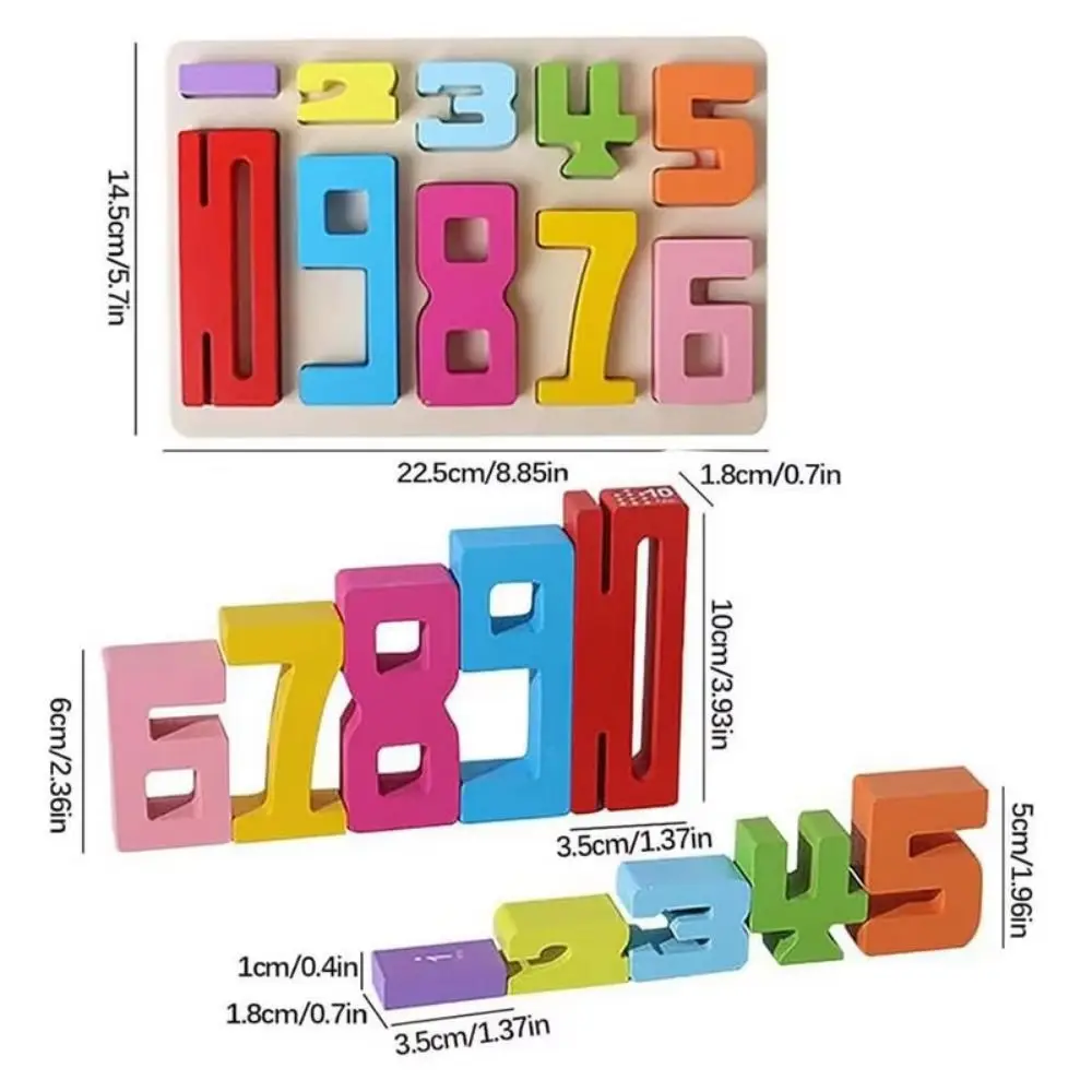 Wooden Digital Building Blocks Educational Large Particle 3D Digital Puzzle Balance Game Assembly Bricks Stacking Blocks