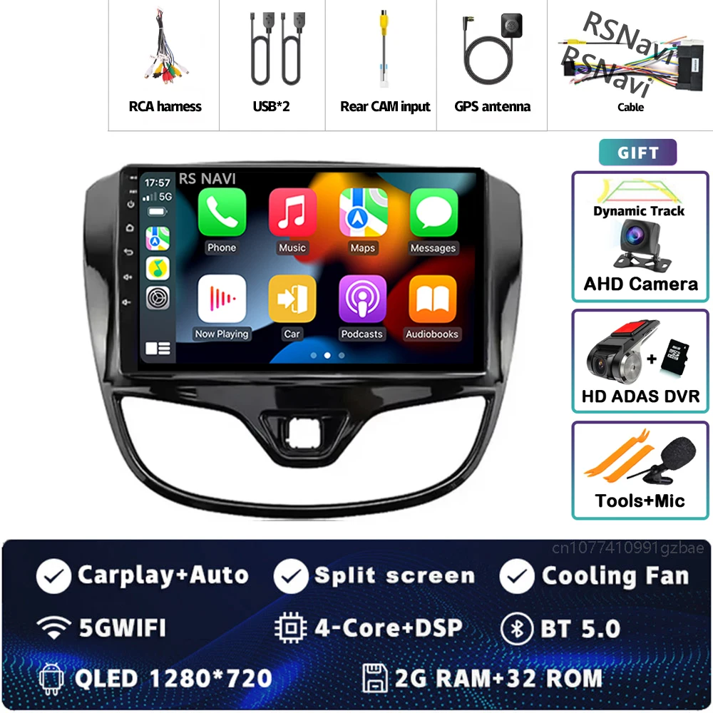 Android 15 Carplay Auto Qualcomm 2K QLED Scherm Autoradio Speler Voor Opel Karl Vinfast Fadil 2017-2020 GPS multimedia Wifi DSP