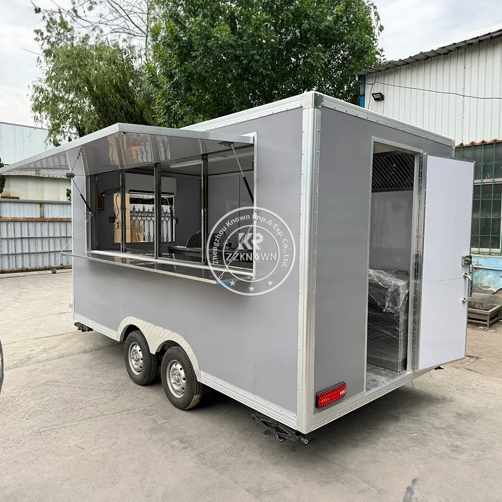 Caminhão de sorvete de reboque de comida rápida de rua para venda concessão fritadeira lanche reboque boba leite chá caminhão de comida