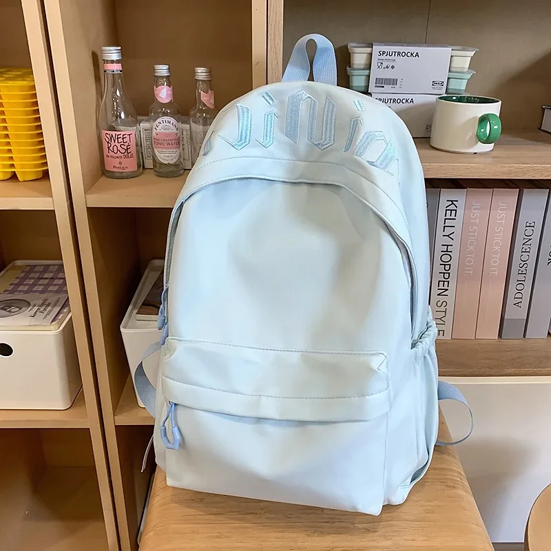 Embroidered Large Capacity Double Shoulder Backpack for Junior And High School Girls Sweet School Style Backpack with Multipl...