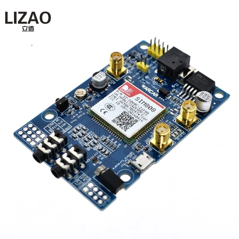 LIZAO SIM808 Module GSM GPRS GPS Development Board IPX SMA with GPS Antenna Support Raspberry Pi 2G 3G 4G SIM Card Module