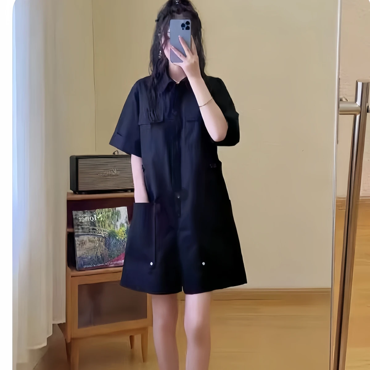 カジュアル ルーズ 通勤 ジャンプスーツ レディース ワークウェア パンツ ハイウエスト ストレートレッグ ポリエステル繊維 快適 ファッション性 抗老化