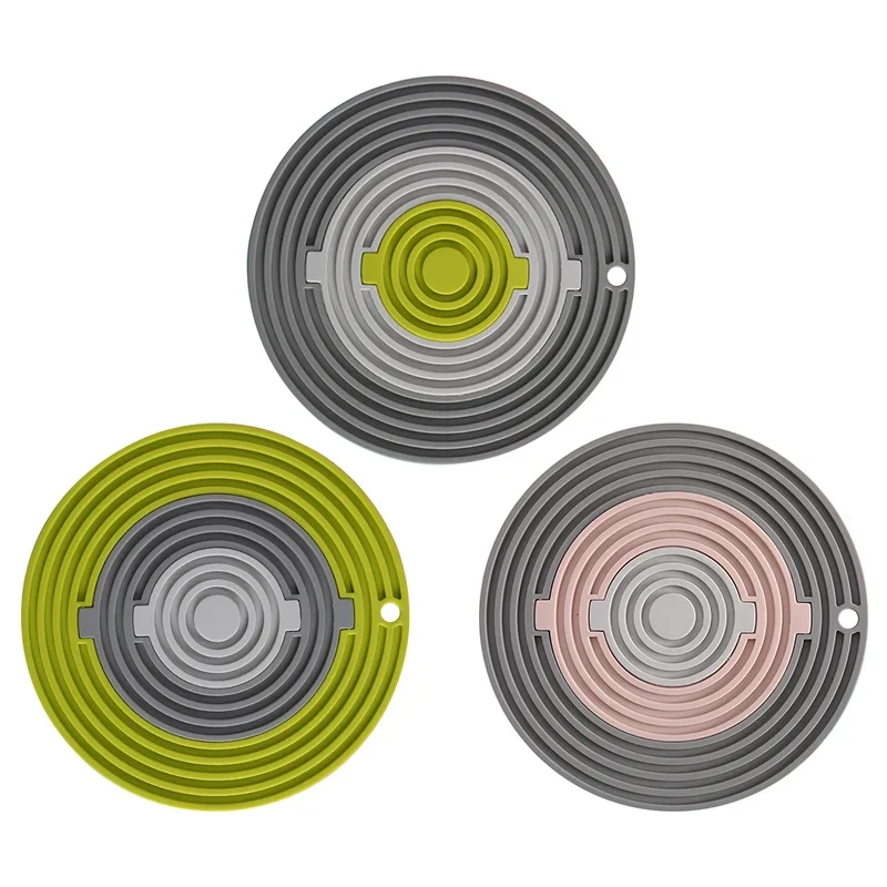 

3-in-1 Silicone Trivet Set, 7.79" Red Gradient Color, Heat Resistant BPA-Free Mats For Hot Pots, Pans, Spoons