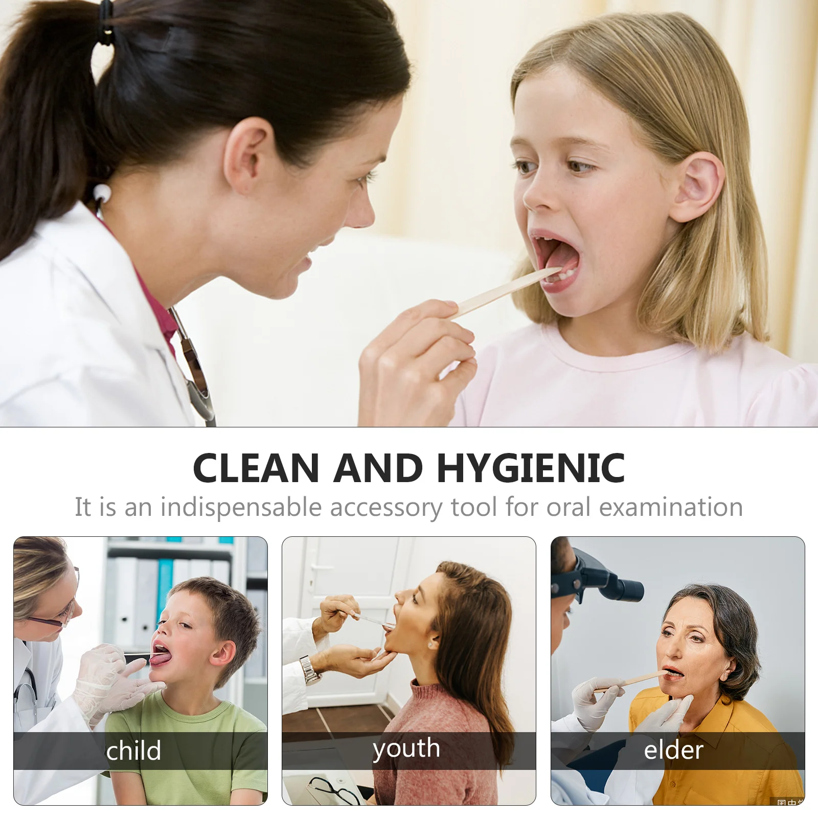 

100 Pcs Tongue Pressing Auxiliary Tools Sticks Disposable Depressors Major Wood