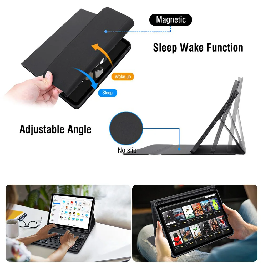 For iPad Air 11 inch M2 M3 Tablet Case with Keyboard for iPad Air 5/iPad Air 4th Gen 10.9 inch Keyboard Case with Pencil Holder view 6