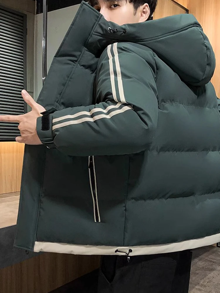 

Мужская утепленная хлопковая куртка на осень-зиму с капюшоном, на молнии, с длинными рукавами, молодежная, модная, для защиты от холода