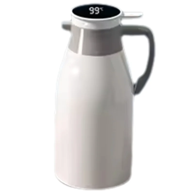 

BAAR-Household Kitchen Thermal Kettle Digital Display Coffee,Thermos Glass Liner Vacuum Flasks Large Capacity Water Bottle White