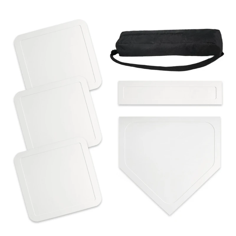 Q39E Rubber Baseball And Softball Base Set Includes Home Plate for Backyard Game