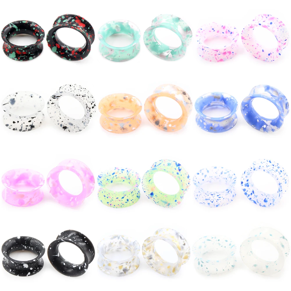 2er-Set bunte, farbige, hohle Silikon-Ohrstöpsel, flexible, ausdehnbare Flesh-Tunnel-Dehner, Piercing-Körperschmuck