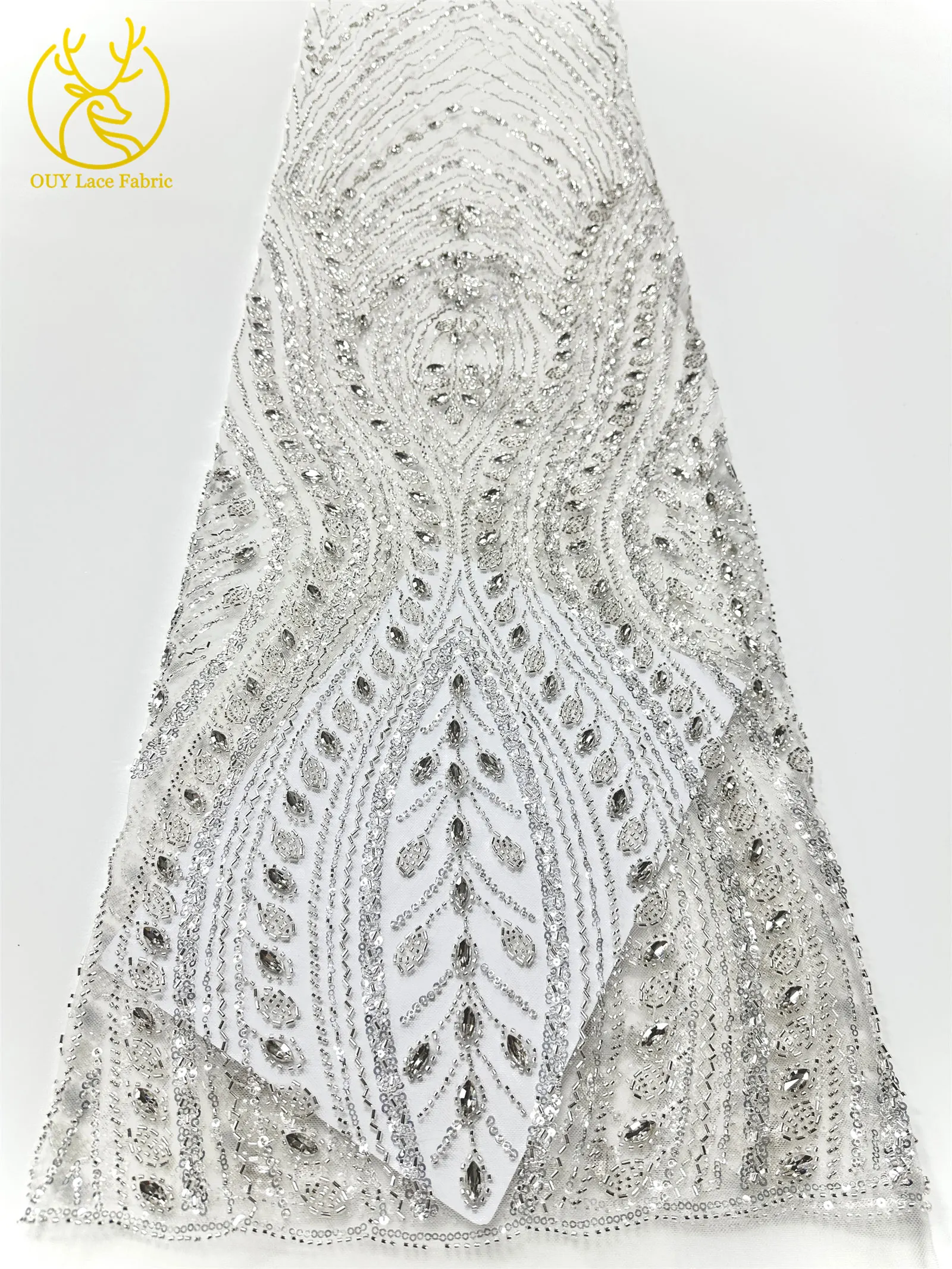Rosa beliebtes Brautkleid mit Diamantspitze, handgefertigter bestickter Perlen-Spitzenstoff, Stein-Mesh-Pailletten-Spitzenstoff für Abschlussball und Party – Detail 15