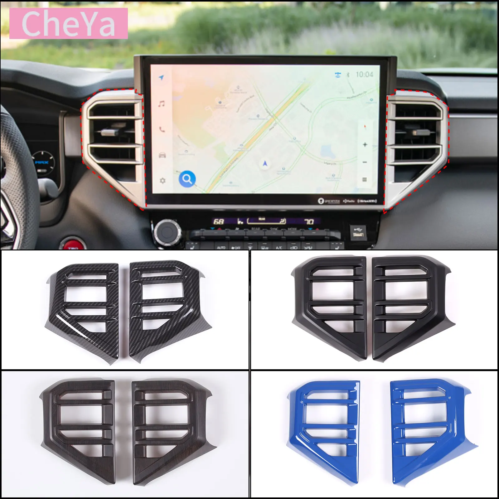 

ABS Carbon Fiber Car Central Control Air Outlet Panel Frame for Toyota Tundra Sequoia 2022-2023 High-end Version Accessories