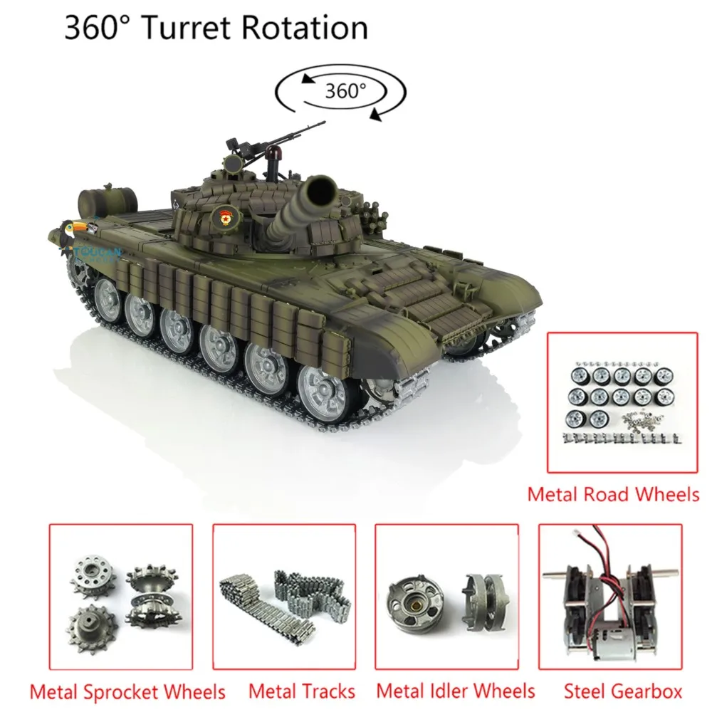 Heng Long RC Battle Tank Pro Ver T72 1/16 RTR 7.0 Mainboard 3939 Armor Metal Tracks Wheel Wireless Battle Tank Army Toys TH20574