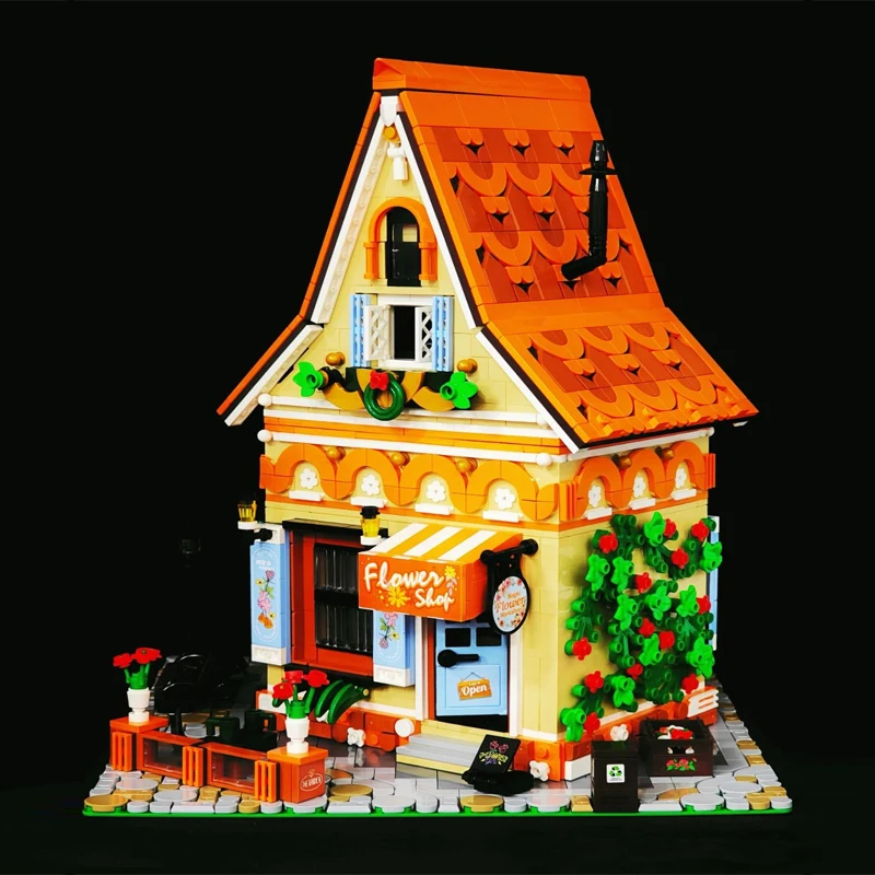 

IN STOCK MOC Idea Street View Florist Building Blocks Bricks Construction Assembling Model Children's Toys Christmas Gift Set