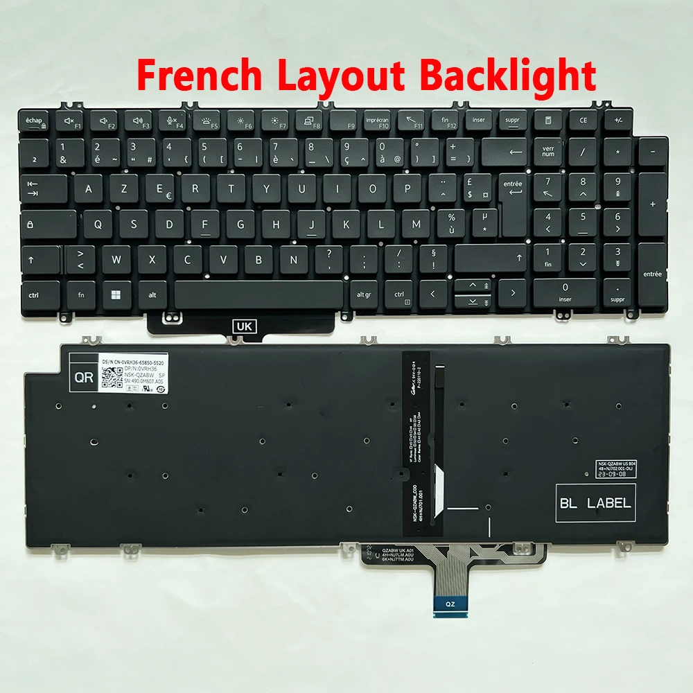 5520 UK/Spanish/French/Portugal Keyboard For DELL Latitude 5520 5521 5529 5530 Precision 3560 3561 3570 0VYFVY NSK-QZABW 0VRH36