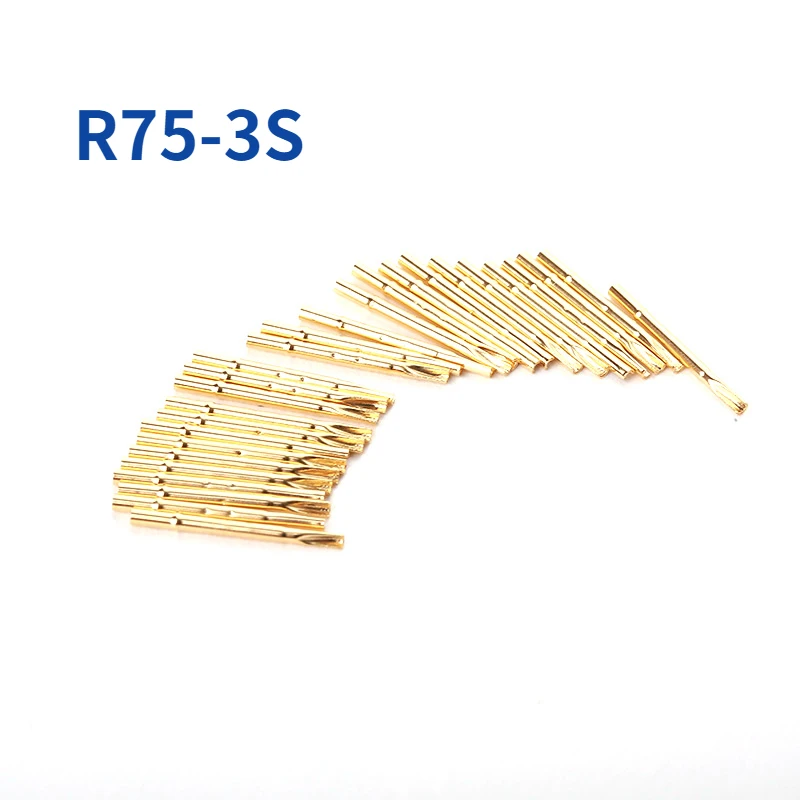 100PCS/Packs Spring Test Probe pins R75-3S Needle Tube Dia 1.32mm Length 17.2mm Gold Thimble for Conductive test Tools