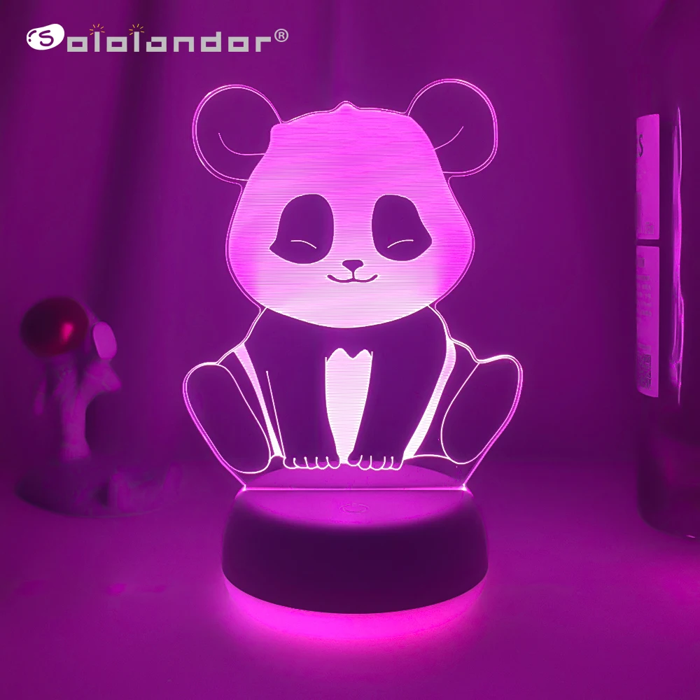 Creative 3D Panda Led Novelty light 7 Colors Battery powered USB operated Night lamp Indoor Cute decoration Bedroom Table Lamp