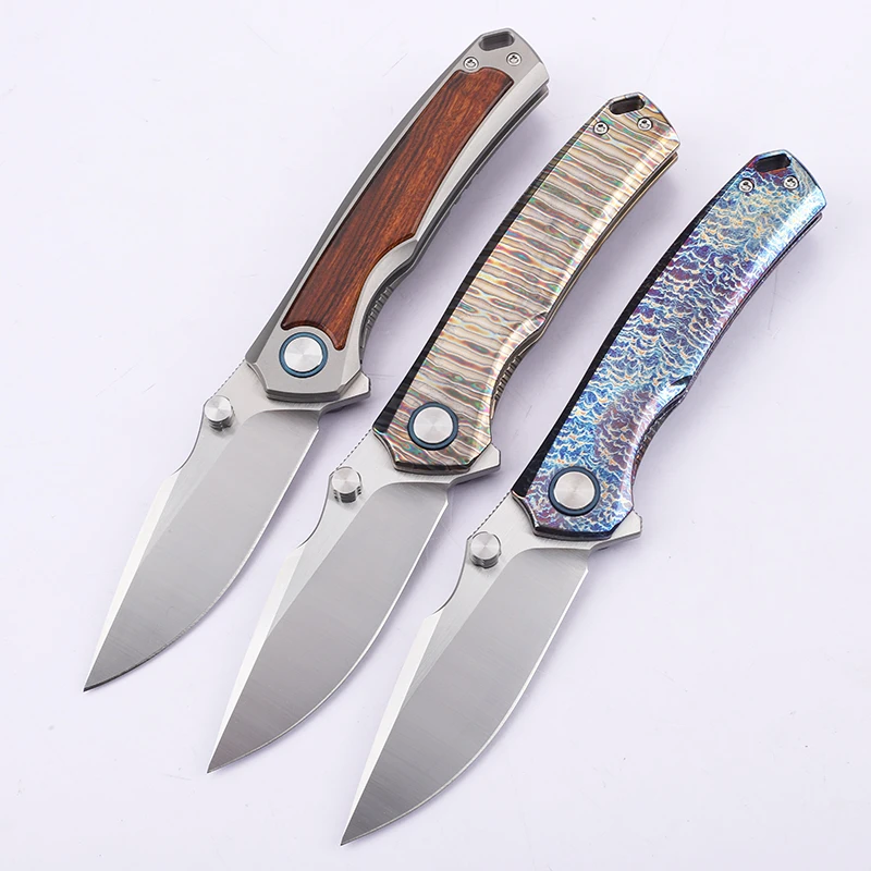 VG10 steel sheet fire burned titanium oil smooth anodized titanium oxide and handle fishing collection survival EDC knife