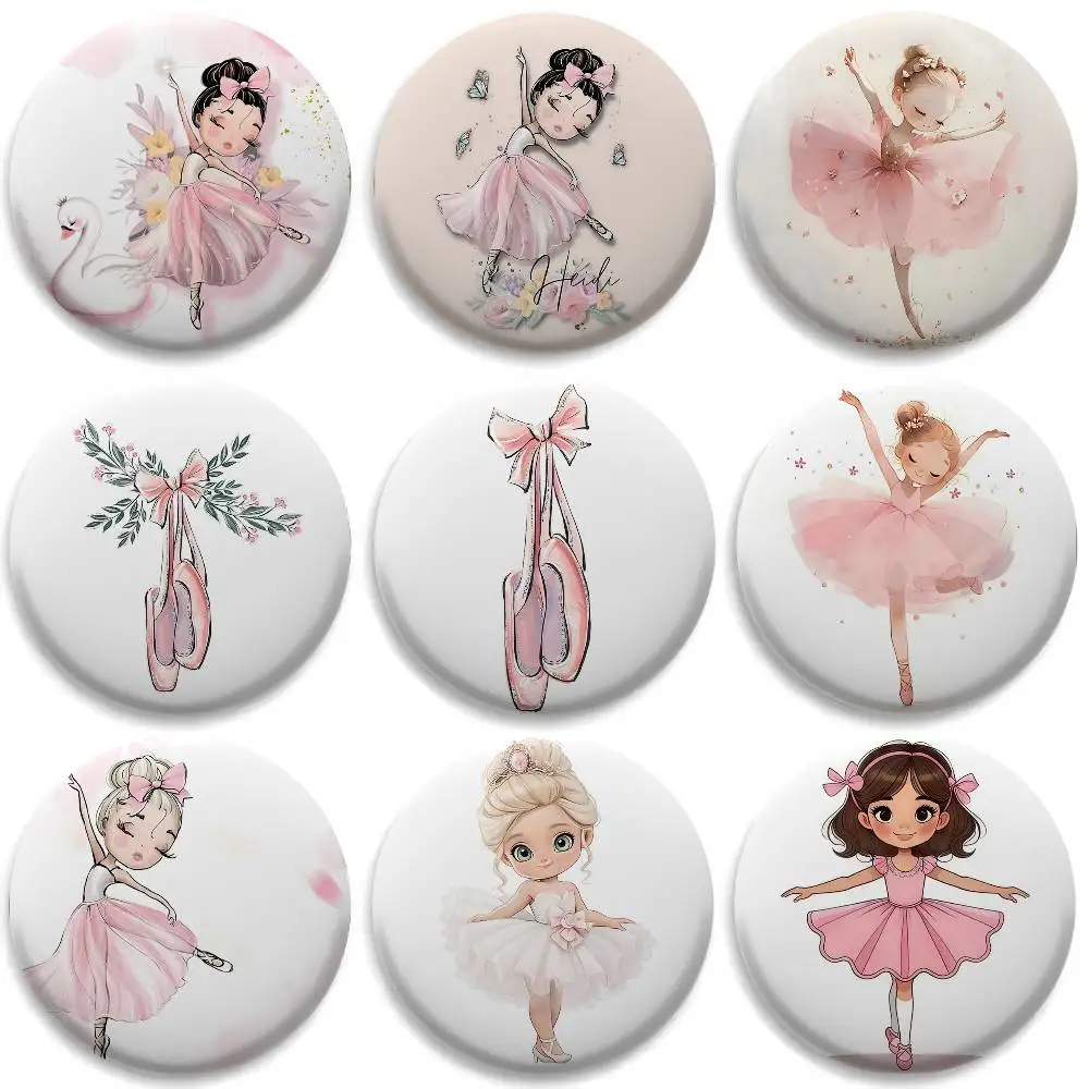 

Cartoon Ballet Girl Printed Badges Round Exquisite Badge Brooches Creative Pins For Clothes Hat Backpack Gift Accessories