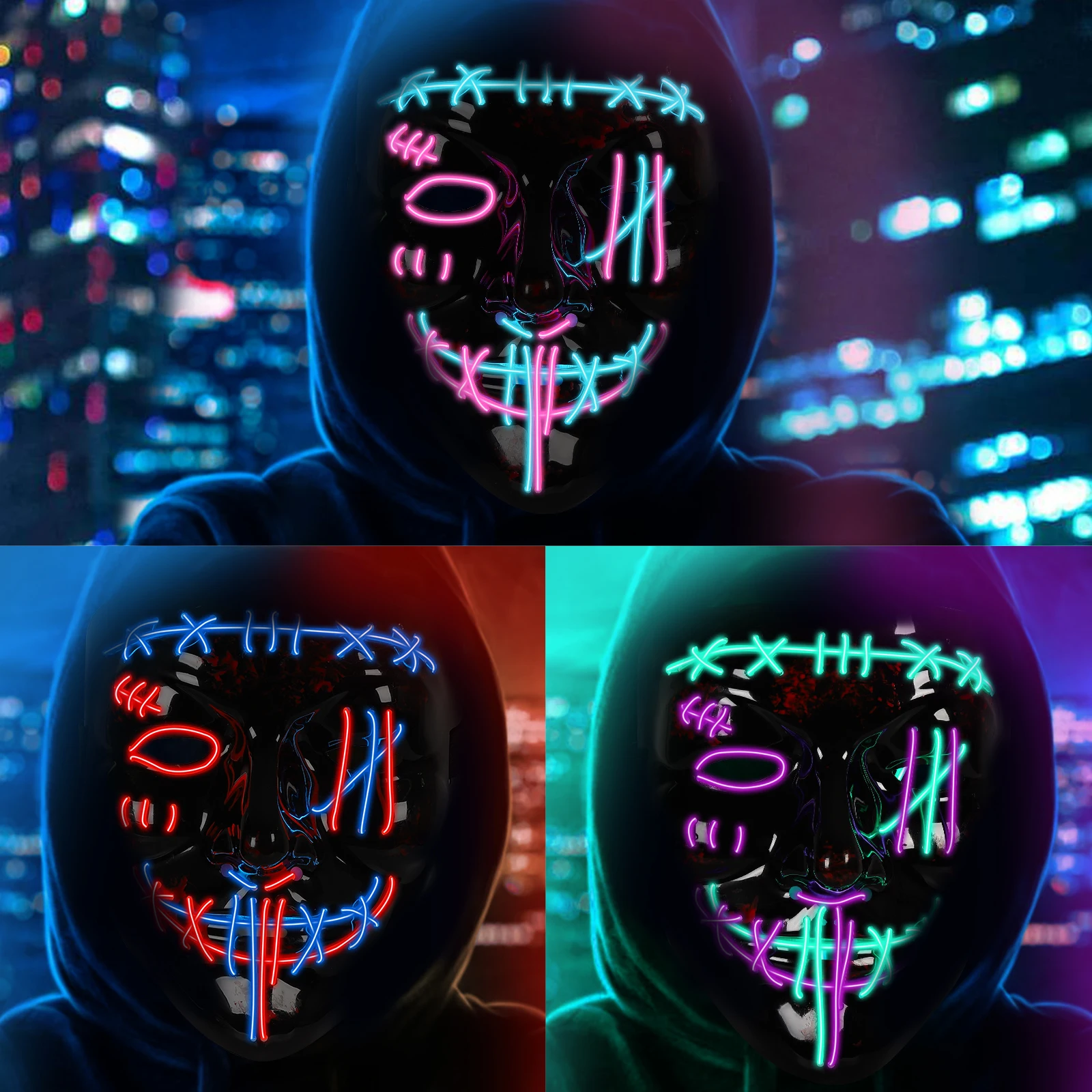 Led Purge Mask Halloween - 어린이용 LED 조명 장식 할로윈 마스크